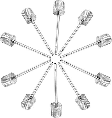 Football Air Pump Needle Pack of 10 Stainless Steel, Ideal for Blowing Up Football, Basketball, Soccer, Volleyball, Netball, Handball, Waterpolo Balls and All Other Sports Balls