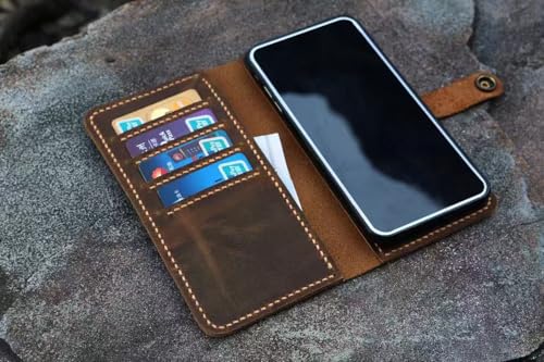 Personalized removable magnetic distressed leather wallet cover magnet case compatible with iPhone 16 Pro Max wallet2