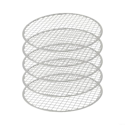 Runde Drahtgitter-Grillroste aus Eisen, Grillnetz, Grillroste, hitzebeständig, antihaftbeschichtet, Kühlgitter für Outdoor, Küche, Restaurant, Camping, 5 Stück (25 cm)