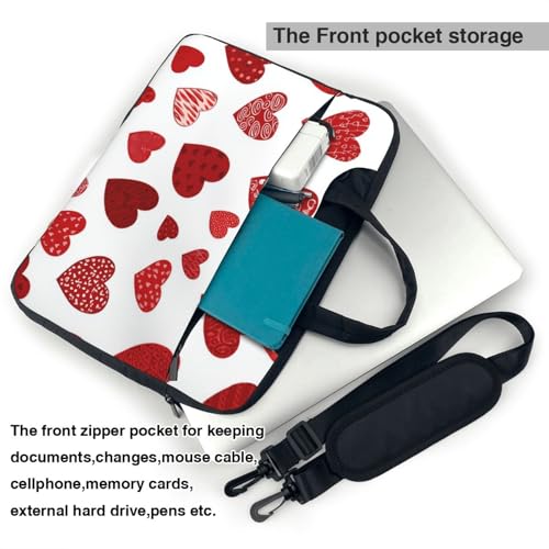 Maletín para portátil rojo con corazones 15.6 pulgadas impermeable miniatura 5