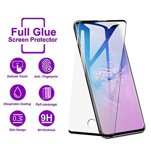 Image of Screen Protector for Samsung Galaxy S10 Black Tempered Glass Edge-to-Edge Full Glue Curved Screen Protector With Installation Kit