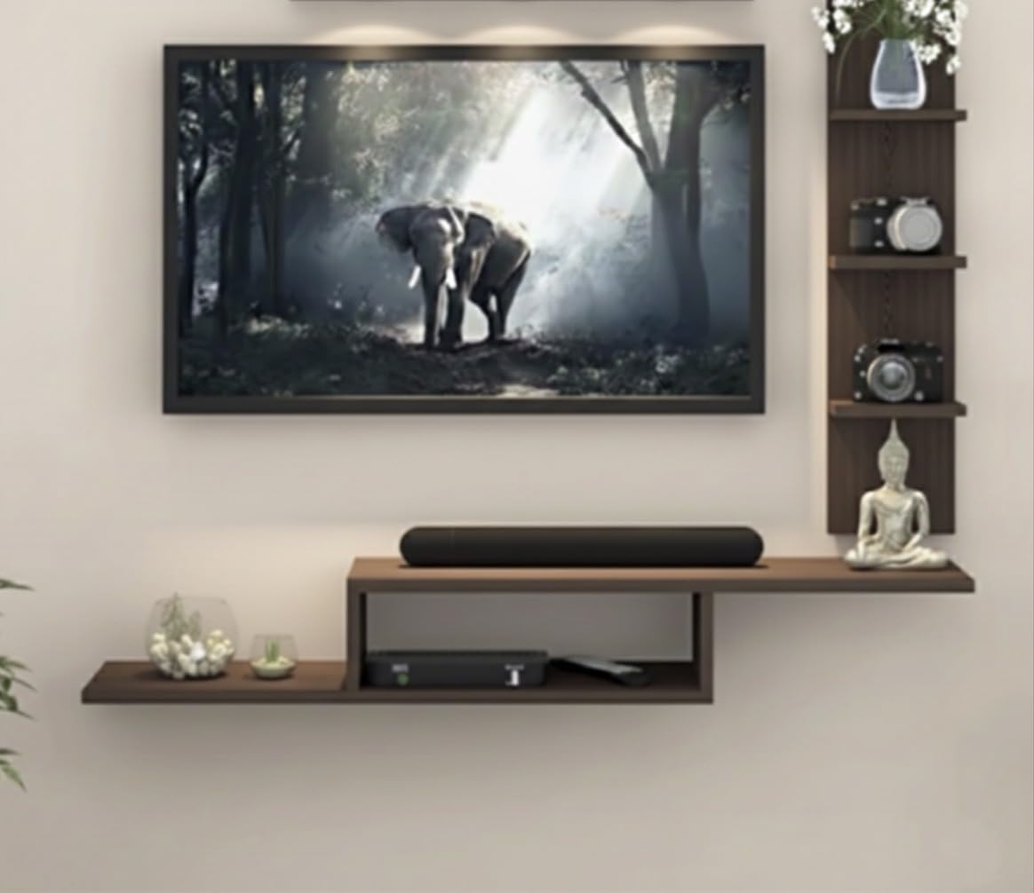 Bros Moon Engineered Wood TV Stand with Storage Shelf and Foot Pad Entertainment Console for Set Top Box, Books & Décor, Wenge White Finish (101 × 40.5 × 41 cm)