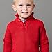 Hope & Henry Baby Boys' Organic Long Sleeve Mock Neck Mix Stitch Button Sweater with Elbow Patches, 12-18 Months, Red Mix Stitch