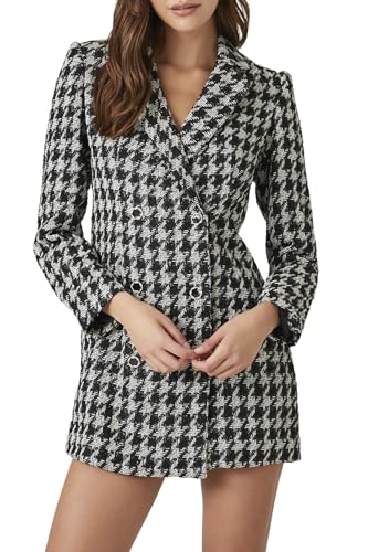 Forever 21 Tweed Houndstooth Print Mini Dress Black Large