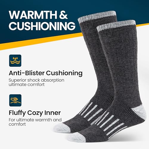 Image of Alvada Mens Merino Wool Crew Socks Thermal and Warm Socks for Winter Work Hiking Running 3 Pairs