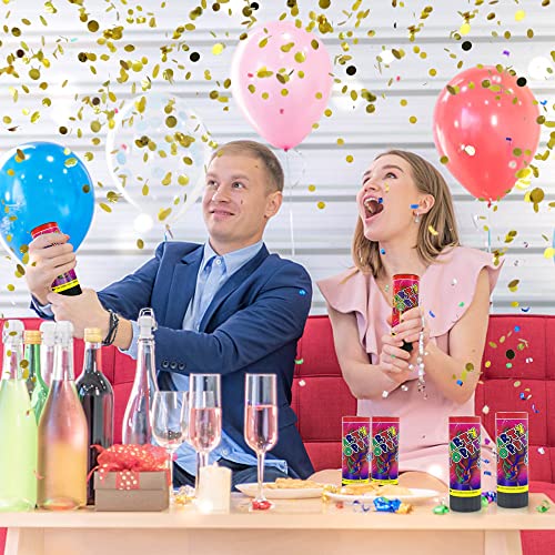 Image of Confetti Poppers Cannons for Wedding Birthday Graduation Baby Shower Kids Fun Party Supplies Decorations and Favors (Gold)