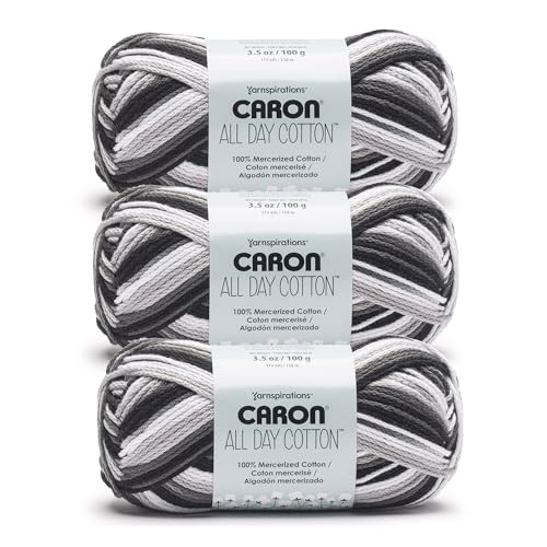Image of Caron All Day Cotton Midnight Storm Yarn - 3 Pack of 100g /3.5oz - 100% Mercerized Cotton - #4 Worsted (Medium) - 173 Yards - Knitting /Crochet