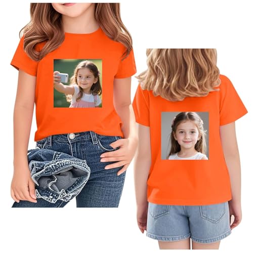 Youth Kids Girls Short Sleeve T Shirt 𝐔v 𝐏rotection Round Neck Cute Cotton Shirts Casual Lightweight