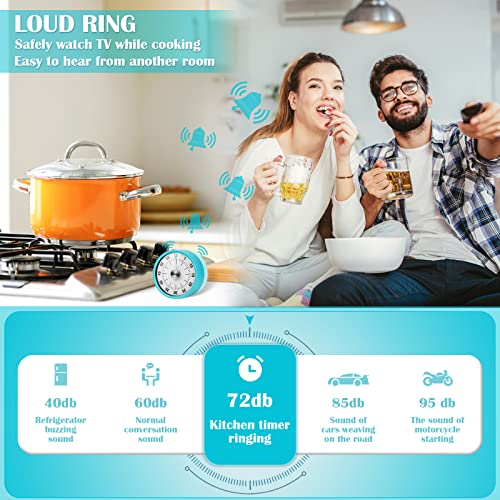 Kitchen Timer, Visual Timer for Kids & Adults with 60-Minute Countdown Clock, Mechanical Digital Timer with Magnetic Backing - Image 4