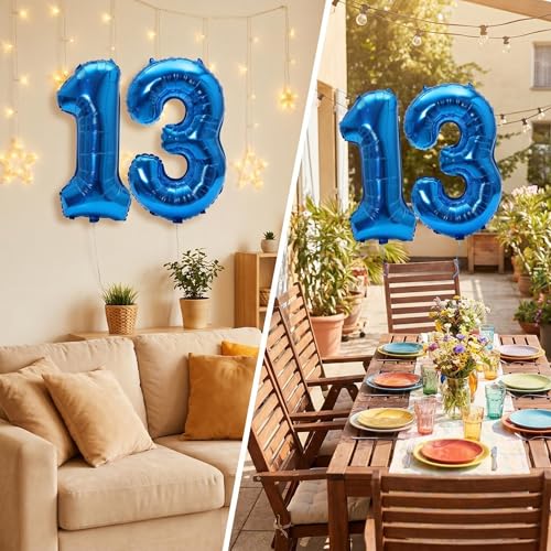 Image of YPSelected 32 Inch Large Foil Helium Number Balloon Birthday Wedding Party 0-9 (Blue, 3)