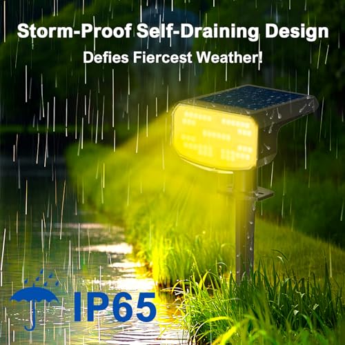 Image of JEJOT Solar Spot Lights Outdoor Waterproof, Solar Spotlights, 2 Pack | 2 Lighting Modes, 120 Adjustable Solar Lights for Yard Garden Lawn Landscape Pathway, Warm White