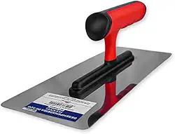 Desempenadeira Flexível Aço Inoxidável Compel 95x240mm Vermelho Efeito Decorativo Marmore Cimento Queimado Para Pedreiro Profissional - 1.2441
