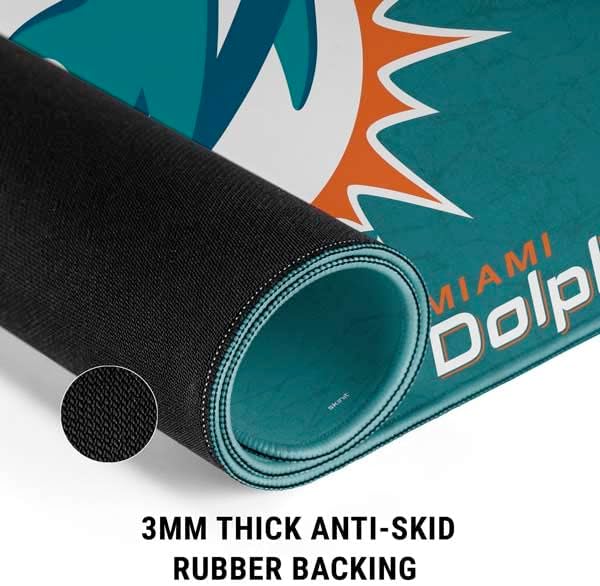 Skinit Medium Gaming Mouse Pad - Officially Licensed Miami Dolphins Distressed- Aqua Design with Stitched Edges, Waterproof, Non-Slip Rubber Base, Desk Mat for Keyboard & Mouse, 17.7" x 15.75" inches