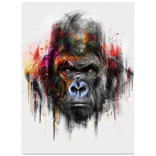 Impressions sur Toile Street Art Pop Mur Peinture sur Toile Graffiti Singe Gorille Mur Art Photos pour Chambre d'enfant Décor À La Maison Affiche 70x100 cm (27.6x39.4 Pouce) sans Cadre