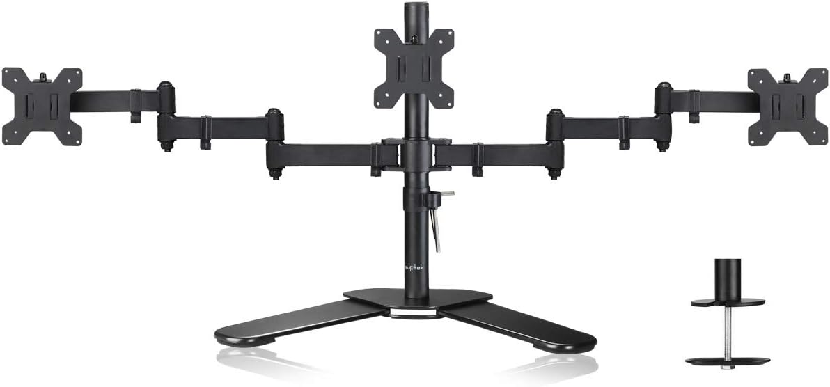 Triple Monitor Mount - Triple Monitor Desktop Stand for 3 Monitors 13-24 inch/2 Monitors 13-35 inch Adjustable Monitor Arm Support Max.10kg Triple Arm Desk Mount, Triple PC Desk Mount ML6463 b
