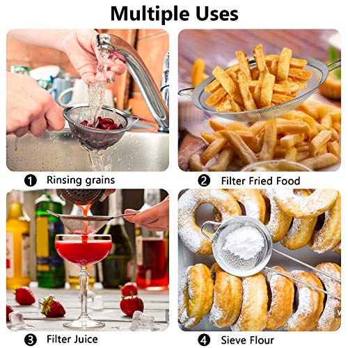 Ylyl 3 Pcs Super Wire Extra Fine Mesh Strainer With Handle, Small Medium Large Size Sifter Metal thumb #3