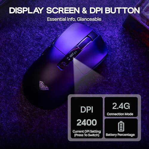 Image of MechLands Aula SC590 PRO Gaming Mouse with Display Screen, 2.4G /USB-C /BT Wireless Mouse with 500mAh Battery, Adjustable 20,000 DPI & 1000 Polling Rate, PAW3311 Sensor, for Win /Mac /Gaming (Black)