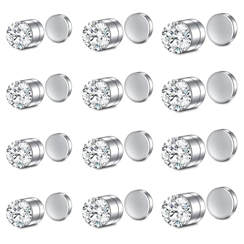 WillTen 12Pcs Fake Nose Stud Fake Nose Piercing Ohrringe Lip Stud für Männer Non Piercing Nose Ring Clip auf Nase Septum Lip Ring für Frauen Silber