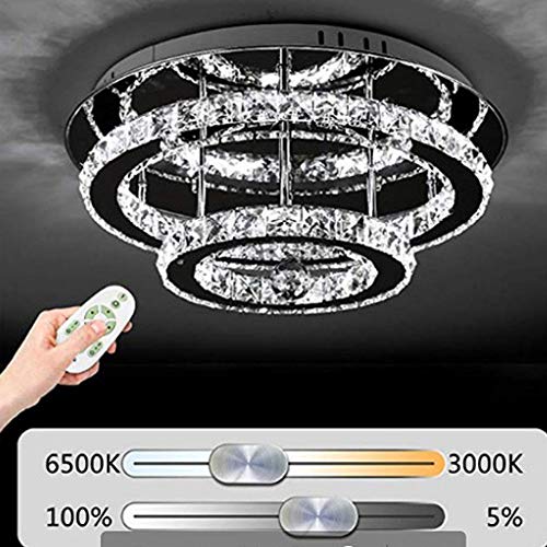 Plafonnier cristal LED moderne lustre rond dimmable à télécommande - 4