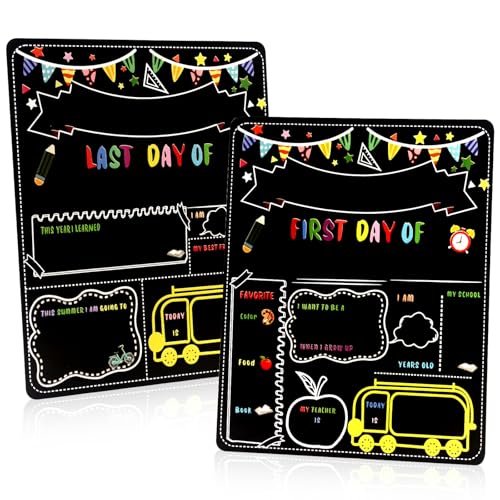 Panneau « First Day Of School » – Tableau En Bois Double Face Pour La Rentrée Scolaire | Tableau Noir D'école, Accessoire Photo Réutilisable Pour Les Mathématiques Pour Le Premier Et Le