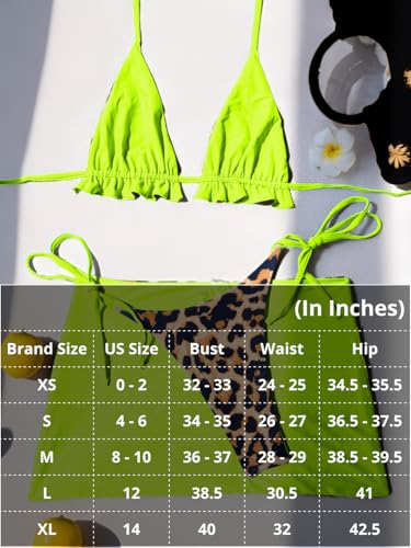 Image of ShawGobow Womens 3 Piece Leopard Bikini Set,Triangle String High Cut Thong Sexy Swimsuit & Coverup Skirt,Pool Party Outfit