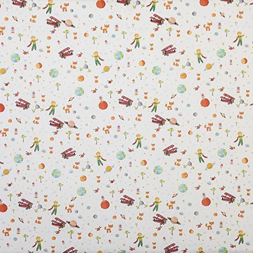 Kt KILOtela - Tissu Patchwork au mètre - 100% Coton imprimé - Largeur 140 cm - Longueur au Choix par 50 cm | Petit Prince - Multicolore, Blanc