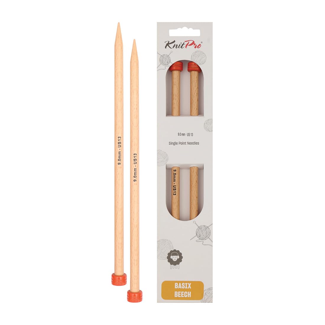 KnitPro Basix Beech Single Pointed Needles 12" (30cm) | 9.00mm โ image 1