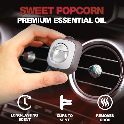 Image of Air Jungles Sweet Popcorn Scent Car Air Freshener Vent Clip 6 Ct | Long Lasting Up To 180 Days Car Refresher, Auto Interior Odor Eliminator Fragrance Oil Perfume Accessory, 4ml Each