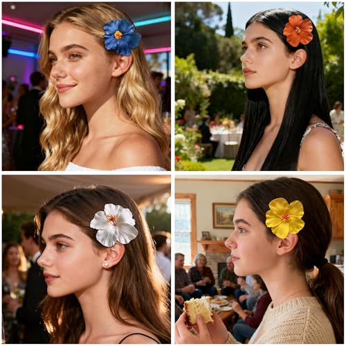 14 Pinzas para cabello con flores Plumeria hawaianas miniatura 3