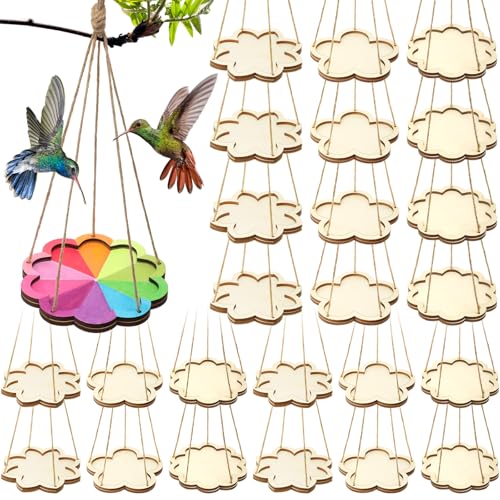 Mangeoire à oiseaux à peindre pour enfants kit de 48 pièces projet jardin extérieur printemps