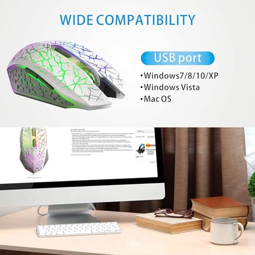 image for TENMOS K6 Wireless Gaming Mouse, Rechargeable Silent LED Optical Compu