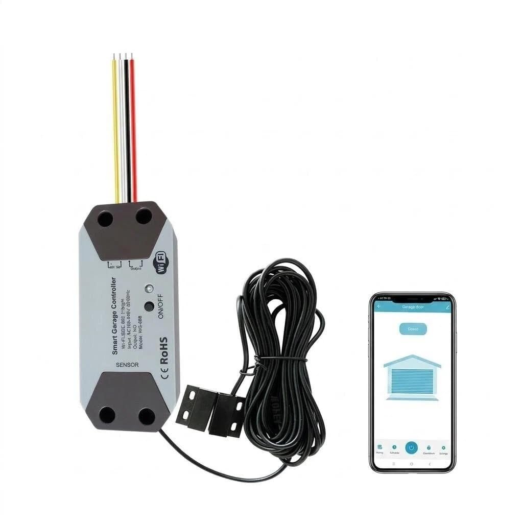 ORSI Smart Garage Door Opener - Universal WiFi Remote Controller Compatible with Alexa, Google Home, iPhone, Siri, Android, Door Left Open Alert, Door Security Systems (Plugless Model)
