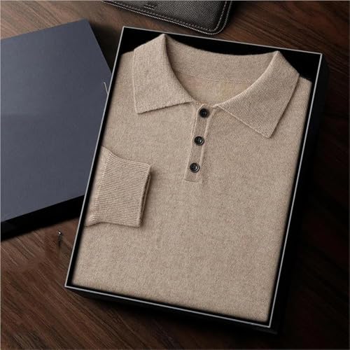 Men's Cashmere Wool Lapel Knit Sweater Loose Fit Polo Pullover Comfortable Warm Versatile Office Wear Casual Top4