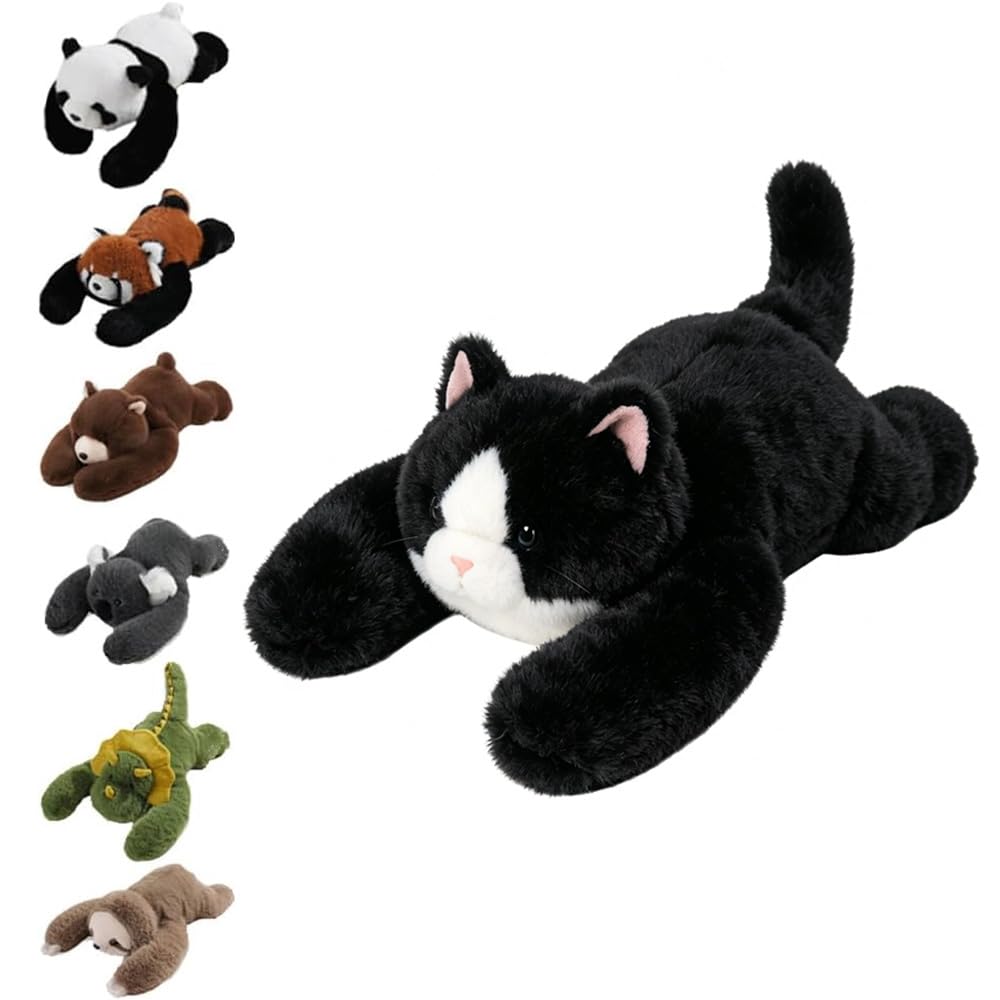 Weighted Plush Animals, Hugging Pillow for Anxiety Relief & Sleep Support, Cute Soft Plush Toy Pillow, weighted animals for adults (Black Cat, 45CM)