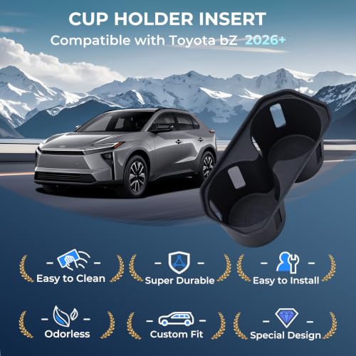 Image of Center Console Cup Holder Inserts for Toyota BZ 2026+, Interior Accessories TPE Car Cup Holders Covers Protector for 2026+ BZ, Black