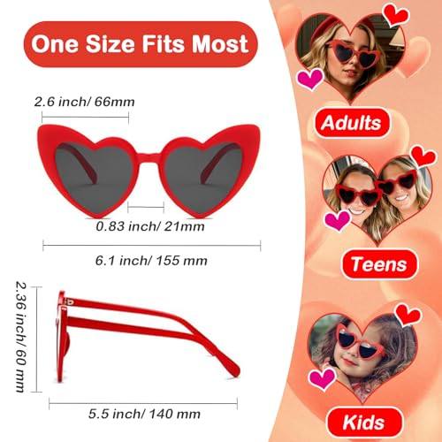 Women Heart Sunglasses 10 Pack Love Shaped Glasses Vintage Red Sunglass Retro Fun Glass for Fans Party Favors3