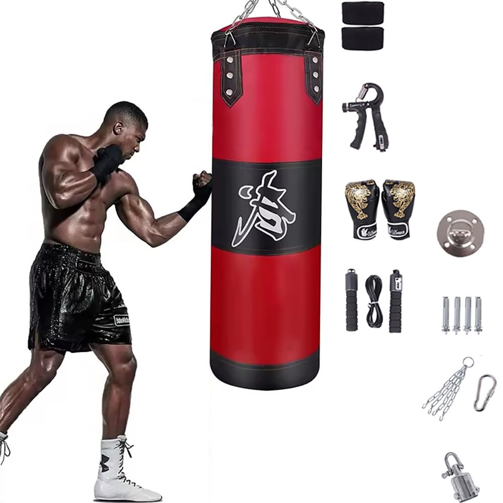 Sacco Da Boxe Da Muro,15PCS Set di sacchi da boxe da appendere,non riempiti,pesanti sacco boxe set da boxe con fasce Rotazione a 360°per Muay Thai