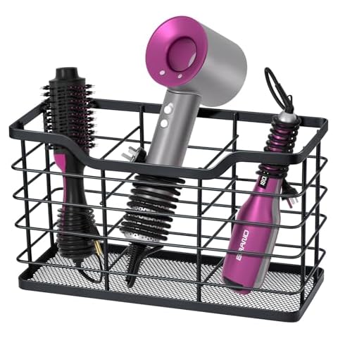 HappyHapi Hair Dryer Holder Hair Tool Organizer, Antirust Wall Mount Bathroom Hair Care Styling Tool Storage Basket for Hair Dryer, Curling Wands, Hair Straighteners Cover