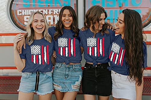 Patriotic Shirts for Women American Flag Shirt 4th of July Tshirt Graphic Tees Casual Short Sleeve Tee Top3