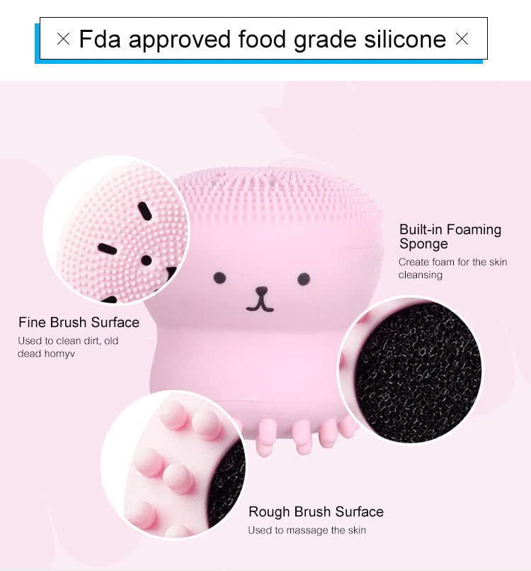 Giffy® Massage Brush Silicone Face Scrubber Exfoliator Soft Cute Octopus Facial Cleansing Brush 1