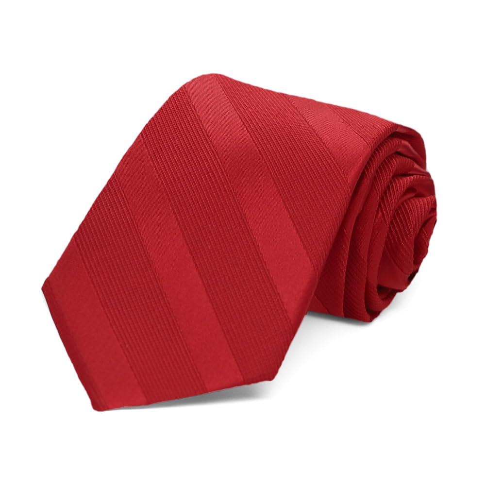 tiemart Boys' Neckties for 8 to13 years old (Red Elite Striped)