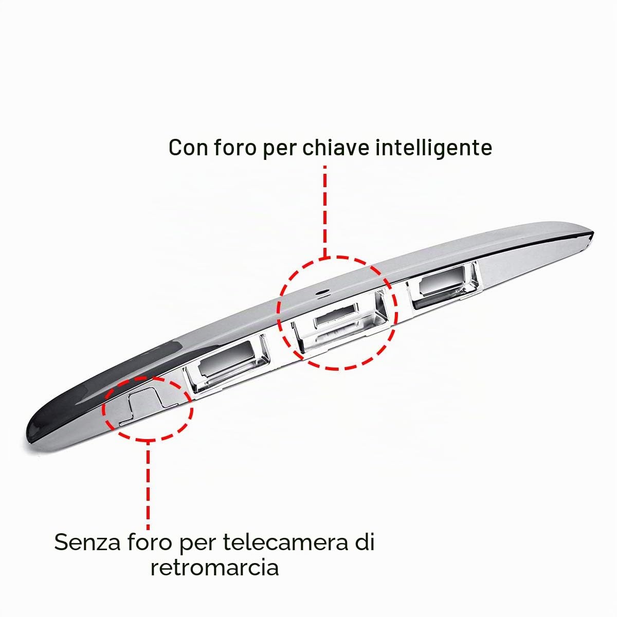Maniglia del Cofano Posteriore del Portellone Posteriore 'Automobile Cromata per Qashqai J10 2007-2014 con Foro I-Key Senza Videocamera