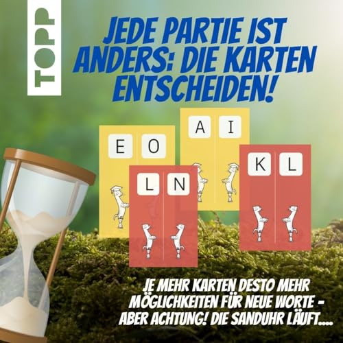 Wortwiesel – Das flinke Wortspiel: Schnelles Wörterspiel ab 10 Jahren. Wer kombiniert die Buchstaben am klügsten? Mit 160 Karten, Wertungsblock und Sanduhr