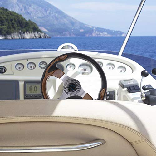 Dolity 12.6inch Aluminum Alloy Boat Pontoon Steering Wheel Marine Accessories 3 Spoke 3/4