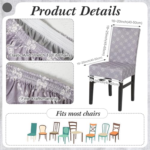Maysing 7 Pcs Gray Floral Tablecloth and Chair Covers Set Waterproof Vintage Farmhouse Rectangular Table Cover with Stretch Chair Slipcovers for Dining Room Patio Parties by Maysing - Used condition - Image 5
