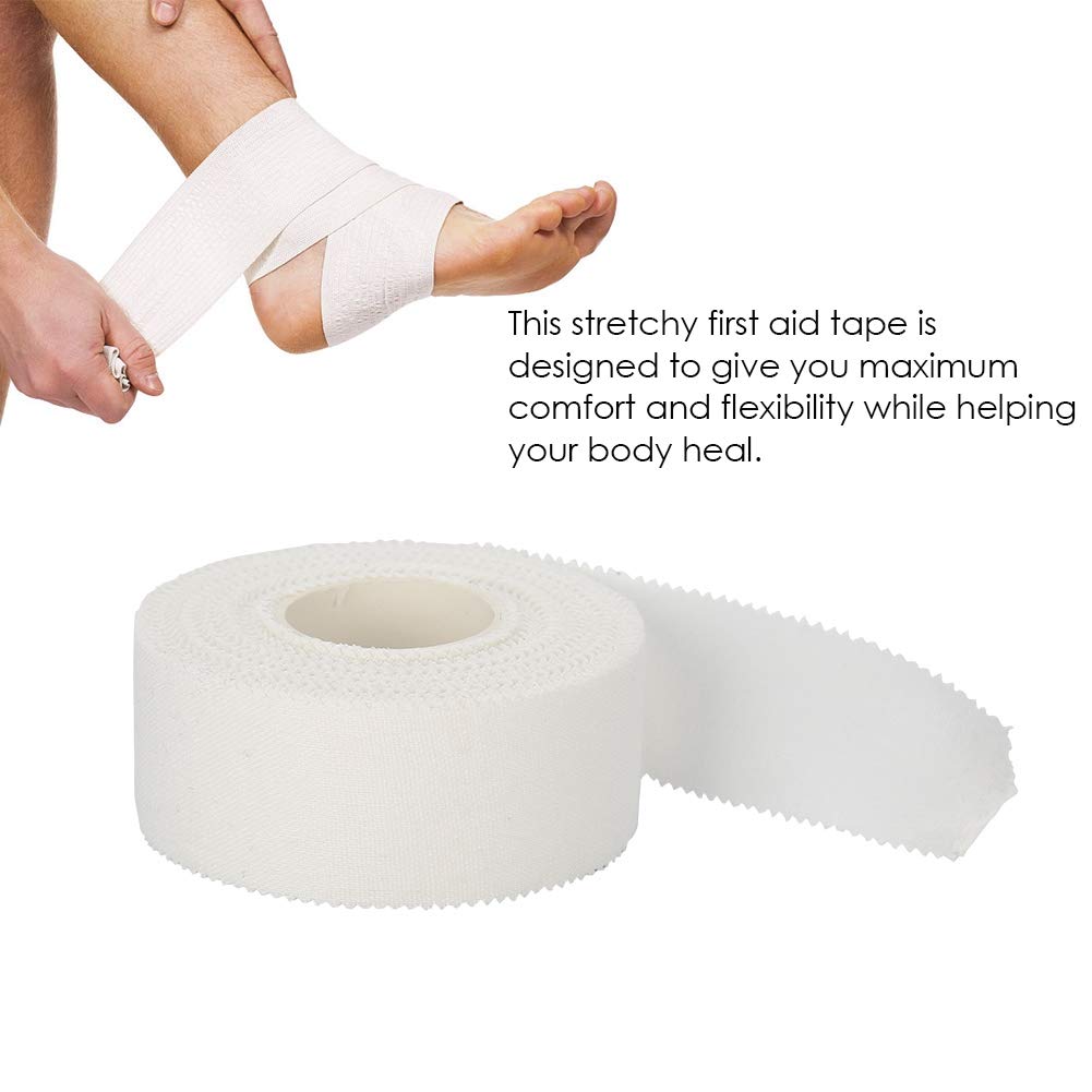TMISHION Self-Adhesive Bandage, White Cotton Finger Wrist Ankle Protection Playing Piano Volleyball Basketball Sport First-aid Wrap Tape(2.5CM10M)