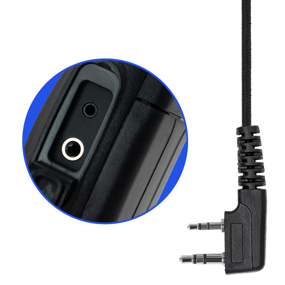 Walkie Talkie, auricolari con microfono e pulsante PTT, cavo rinforzato, connettore a 2 pin, cuffie radio bidirezionali per Walkie talkie Baofeng UV-5R, UV-82, BF-F8HP, confezione da 4