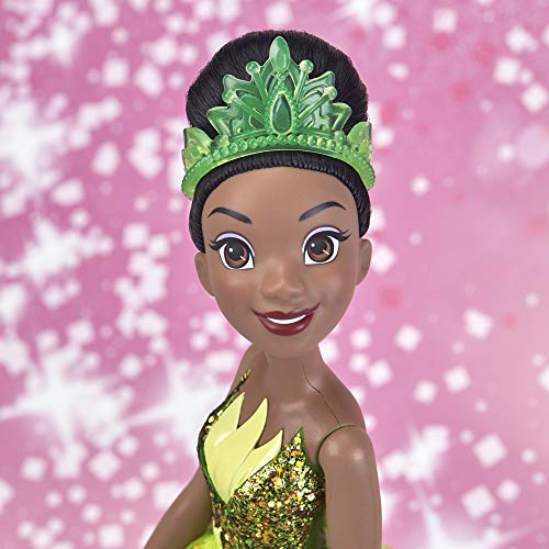 Disney Prinzessin Schimmerglanz Tiana Modepuppe mit glitzerndem Rock, Krone und Schuhen – Bild 5