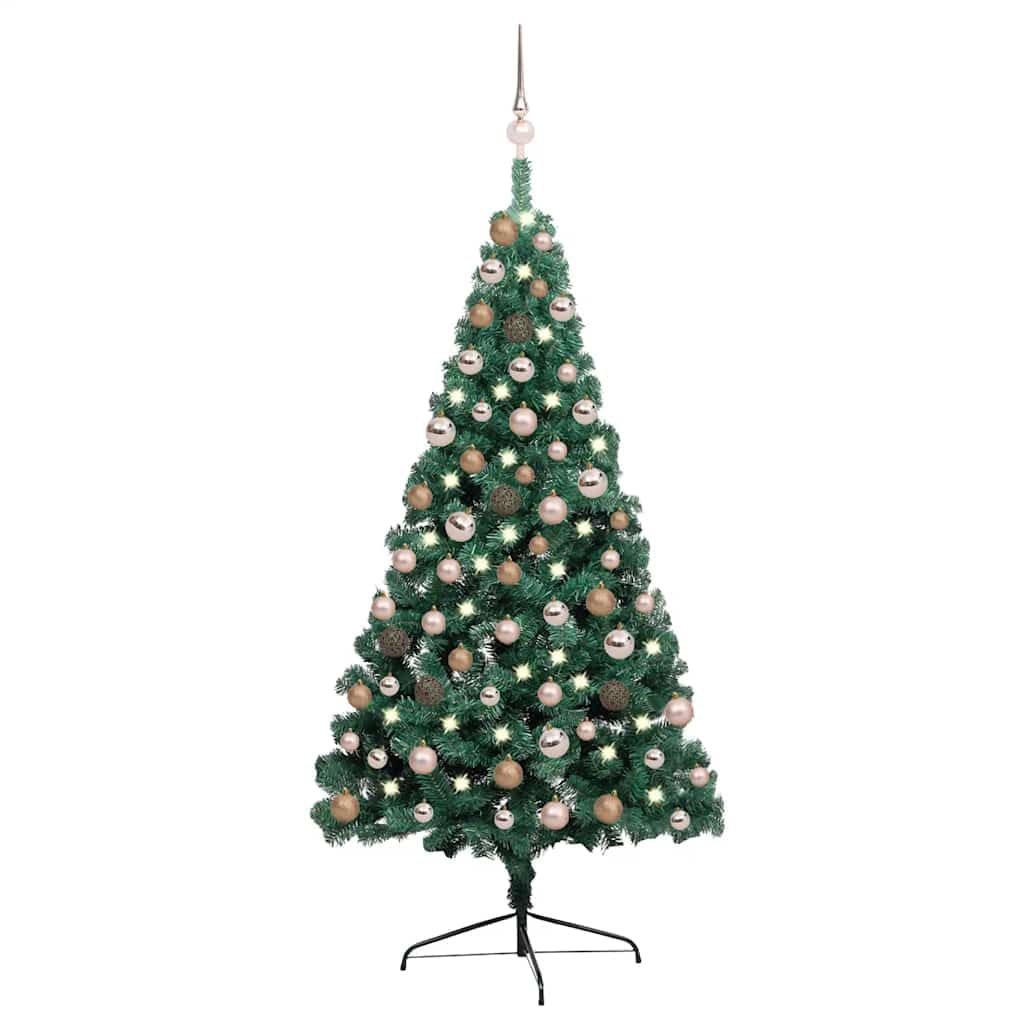 Medio árbol de Navidad verde de 150 cm perfecto para decorar esquinas de apartamentos