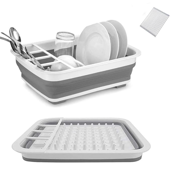 Buy Collapsible Dish Drying Rack Drainer Drainboard Set, Kitchen